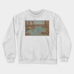 North River Dock, New York by Childe Hassam Crewneck Sweatshirt